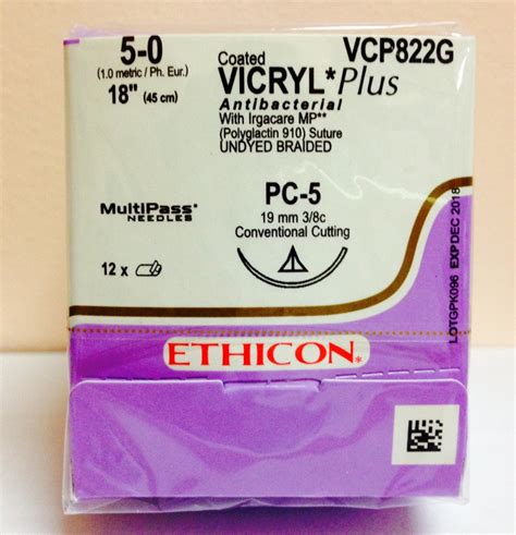 Ethicon Vcp822g Coated Vicryl Plus Antibacterial Polyglactin 910 Suture