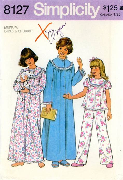 Vintage Sewing Pattern 1977 Girls Nightgown Pajamas And Robe