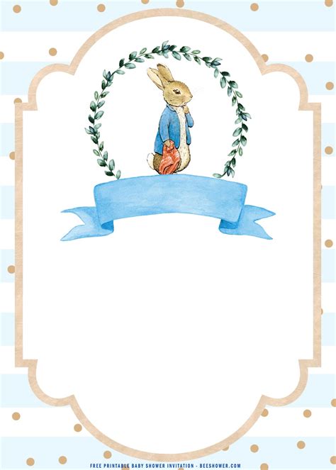 Bunny birthday party invitation, editable, printable. (FREE Printable) - Watercolor Peter The Rabbit Baby Shower Invitation Templates | FREE Printable ...