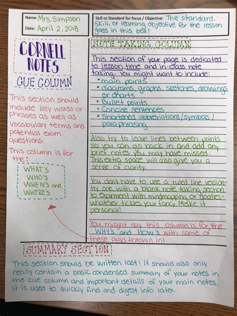 How I Use Cornell Notes Effectively In My Laguage Arts Classroom