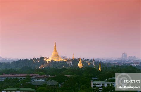 Shwedagon Pagoda At Sunset Yangon Stock Photo