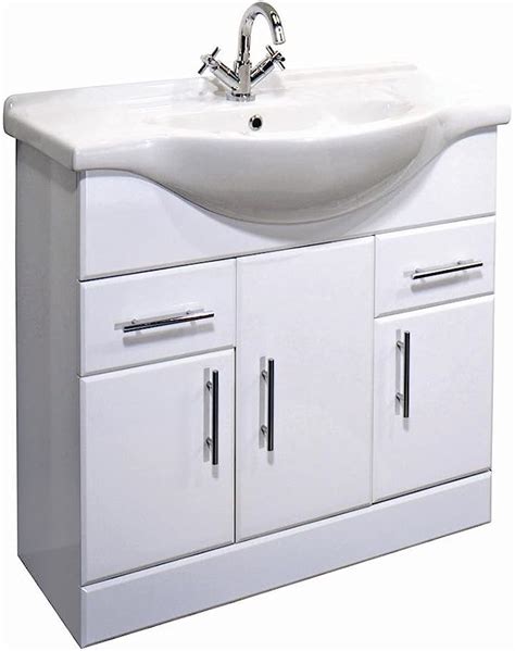 Arcadia 750mm White Gloss Bathroom Vanity Unit And Basin Uk