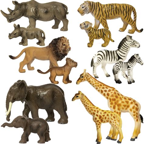 Sb Toys Premium Realistic Safari Zoo Wild Animals Set 12 Piece