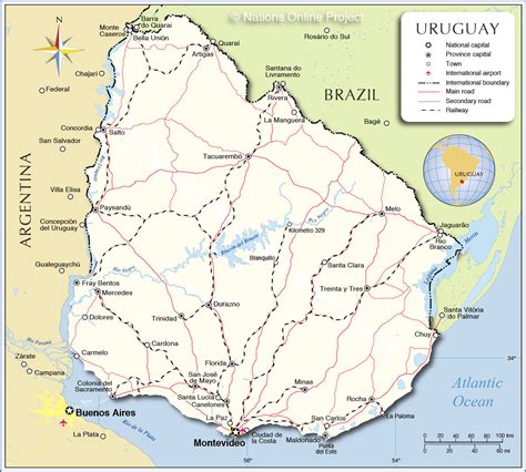 uruguay map with cities map distance