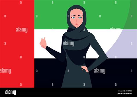 Emirati Women Day Poster With Woman And Flag Vector Illustration Design