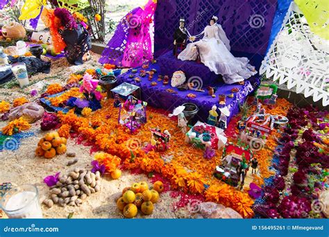 Traditional Decorated Offerings To Celebrate The Day Of The Dead In