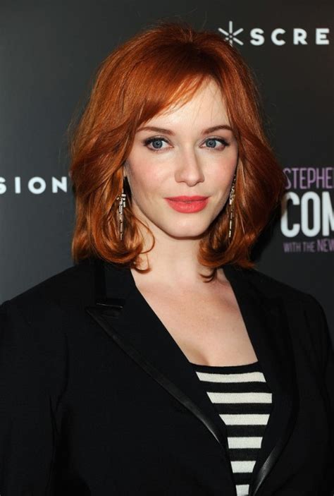 Another thing to remember is the use of strong hold hair styling products for medium length hairstyles. Christina Hendricks Medium Fiery Red Wavy Hairstyle for ...