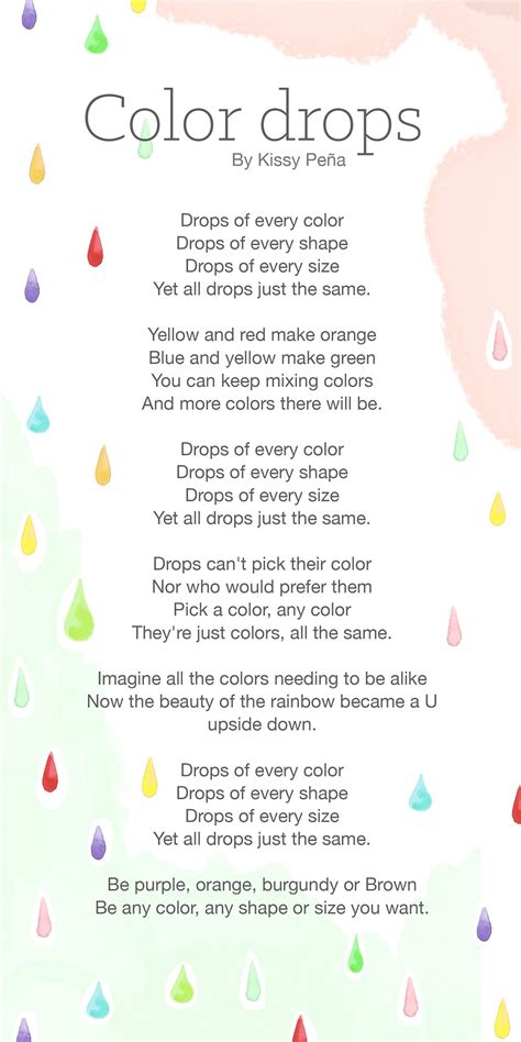 Color Drops Poem Is A Kids Friendly Poem About Accepting