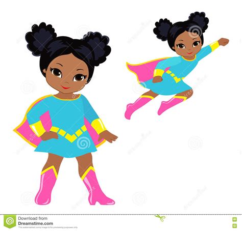 Cute Superhero Girl Vector Clip Art Set Stock Vector Illustration Of