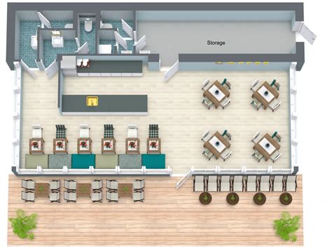 Oceanfront Inspired Coffee Shop Layout With Outdoor Seating