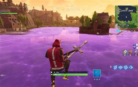 Fortnite Purple Cube Transforms Loot Lake Into Giant Bounce Pad Slashgear
