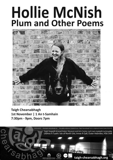 Hollie Mcnish Plum And Other Poems Taigh Chearsabhagh Museum And Arts