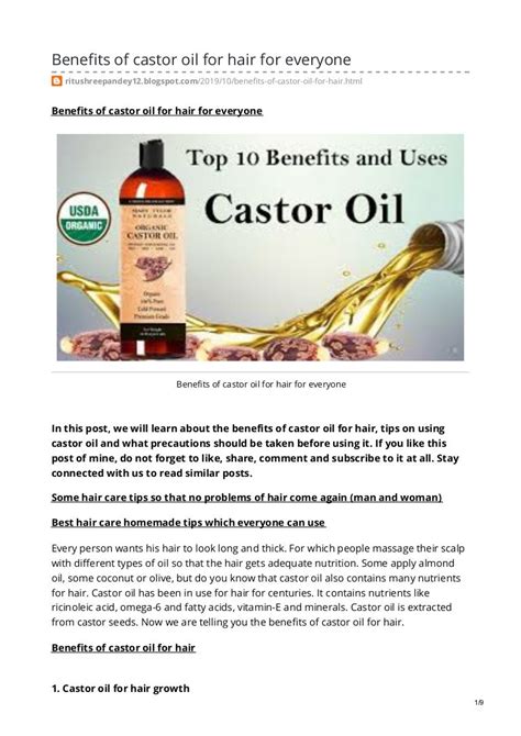 Benefits Of Castor Oil For Hair For Everyone