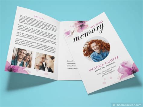 Violet Funeral Service Program Template Printable Obituary Brochure