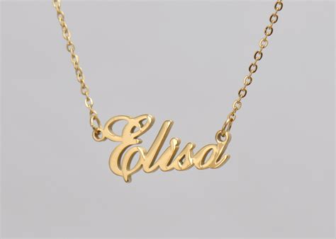 Elisa Personalized Name Necklace Gold T For Her T For Etsy