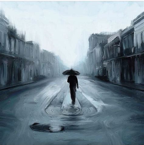 Long Walk On A Gloomy Day Rainy Street Rain Wallpapers Rain Painting