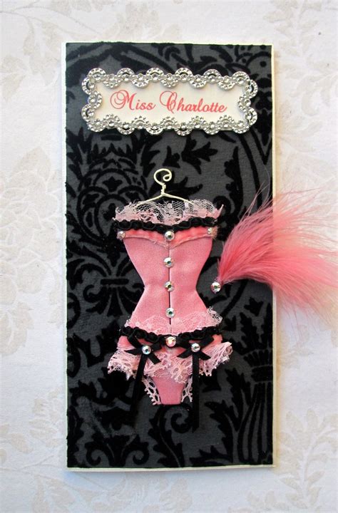Miss Charlotte Corset Personalized Card Dl Size Handmade Greeting
