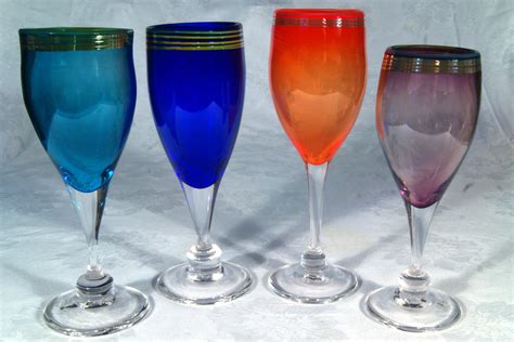 Pretty Colored Wine Glasses Etsy