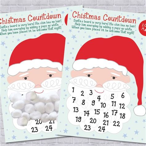 Printable Santa Advent Calendar Christmas Activity Diy Etsy