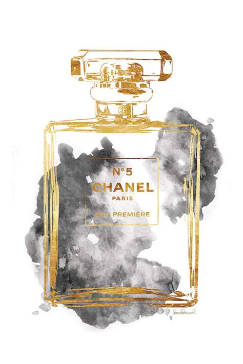 5 out of 5 stars. Perfume Bottle, Gold & Grey Canvas Art Print by Amanda ...