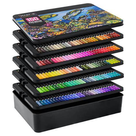 Master 150 Colored Pencil Mega Set Soft Core Vibrant Colors Pro