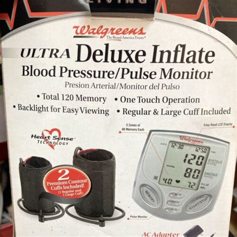 New Walgreens Deluxe Blood Pressure Monitor Model Bd 1234w Adult Cuff