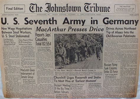 The Johnstown Tribune Wwii December 15 1944 Us Seventh Army In