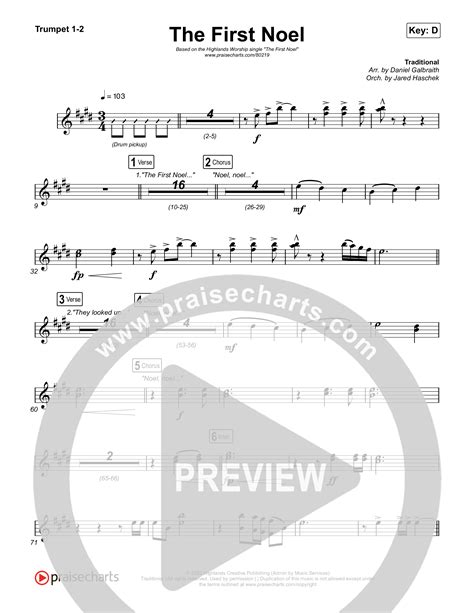 The First Noel Trumpet Sheet Music PDF Highlands Worship PraiseCharts