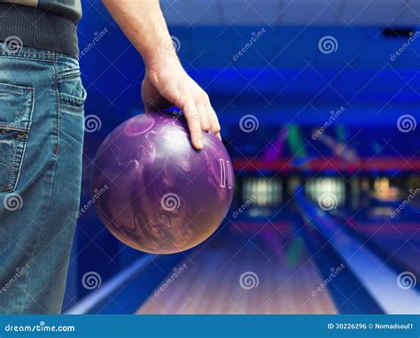 Man With Bowling Ball Stock Photo Image Of Pursuit Lane 30226296