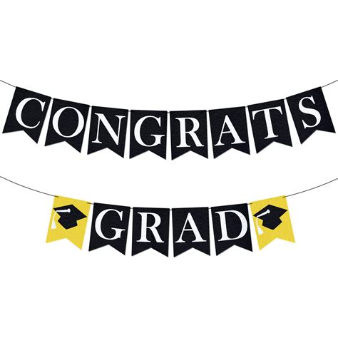 Buy Felt Congrats Grad Banner Black No Diy Graduation Decorations