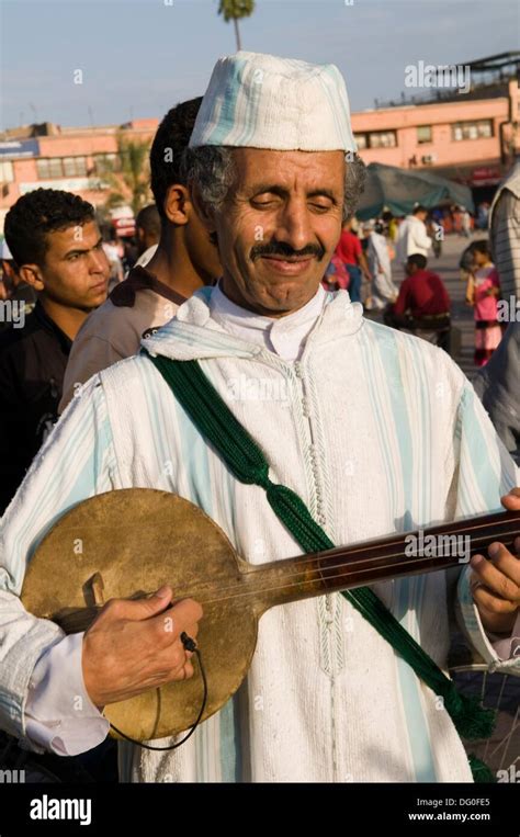 Moroccan Musicians Playing Traditional Musical Instruments In The Stock