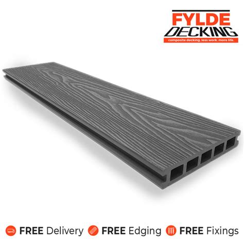 Grey Composite Decking Boards 36m Woodgrain Fylde Grass