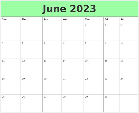 June 2023 Printable Calendars