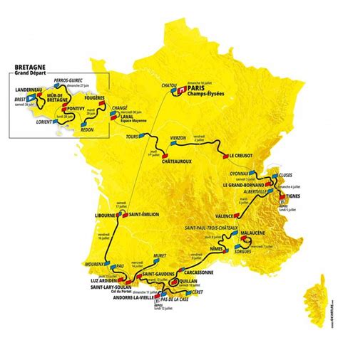 Much to the delight of one road side fan, rohan dennis (aus/ineos grenadiers) won the 4.1 km prologue in 5:26 by. Tour de France 2021 - Parcours Détaillé Carte Profil ...