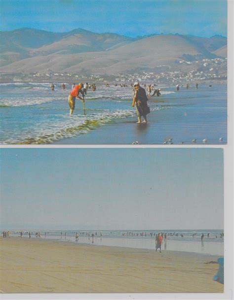 Pair Of Pismo Beach California Beach Scenes Clam Diggers Vintage Pc