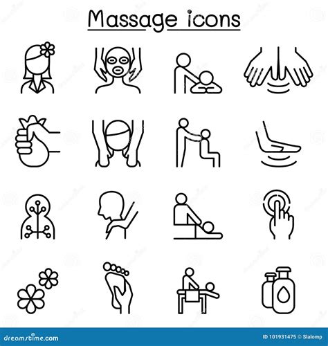 Massage And Spa Icon Set In Thin Line Style Stock Vector Illustration Of Alternative Pictogram