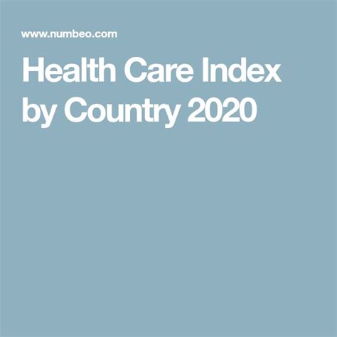 Health Care Index By Country 2020 Health Care Health Care