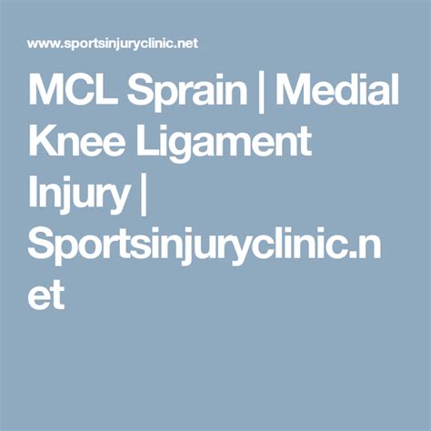 Mcl Sprain Medial Knee Ligament Injury