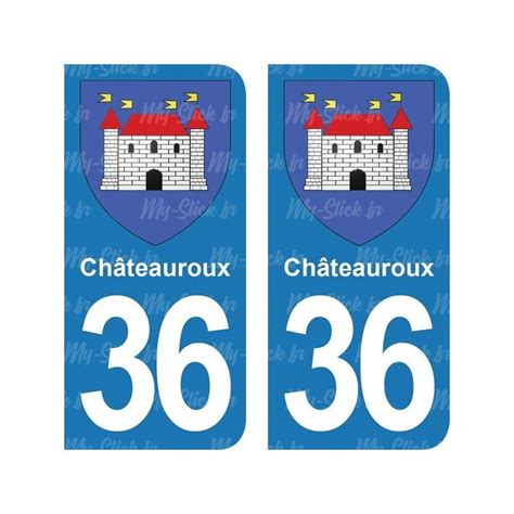Blason Châteauroux Stickers Plaque Immatriculation 36