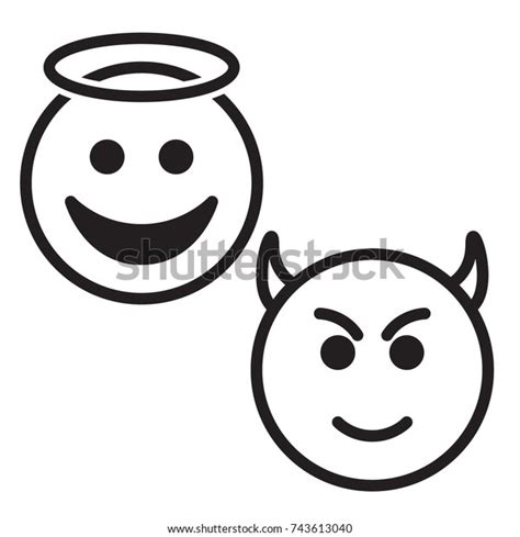 Angel Devil Face Icons Stock Vector Royalty Free 743613040 Shutterstock