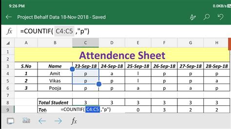 How To Make Attendance Sheet With Formula In Mobile Ms Excel Sct 📲📱📱