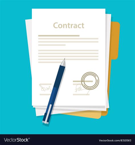 Signed Paper Deal Contract Icon Agreement Pen Vector Image