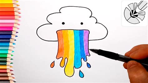 How To Draw A Cute Cloud Puking Rainbows Step By Step Cute And Easy