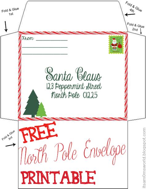 Free santa envelope to make the letter look genuine! Free North Pole Envelope Template with Printable Christmas ...