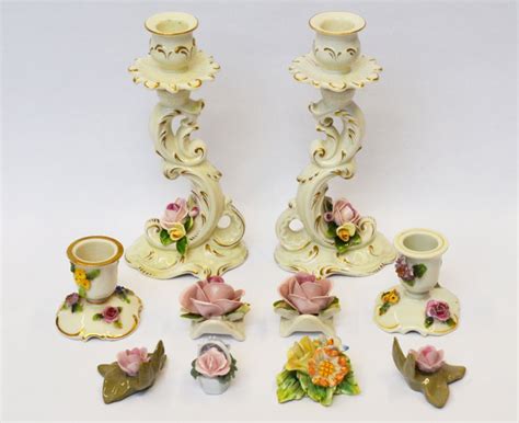 Sammlung Konvolut Lot 10 Teile Porzellan Keramik Rosen Kerzenleuchter