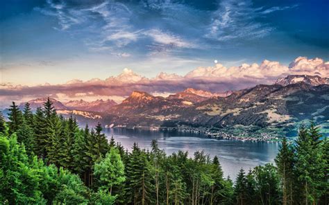 Lake Zurich In Switzerland Landscape 4k Wallpapers Hd