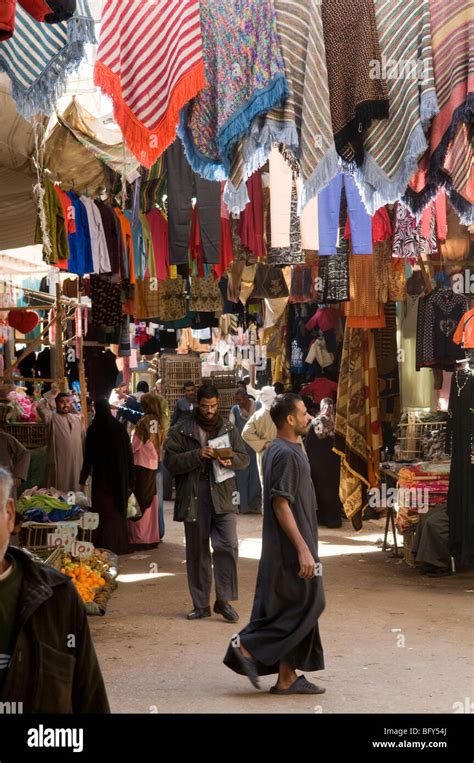Colourful Clothes Bazaar Souk Market In Luxor Egypt Stock Photo Alamy
