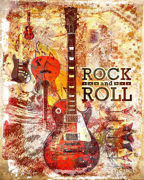Hochzeitseinladung rock n roll : Rock and Roll Guitar Art Mixed Media by Ryan Rock Artist