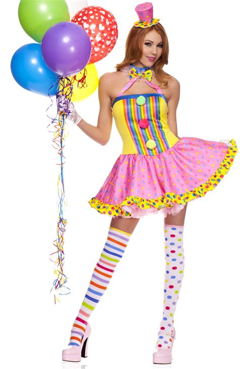 Music Legs Sexy Womens Polka Dot Circus Clown Halloween Costume M L