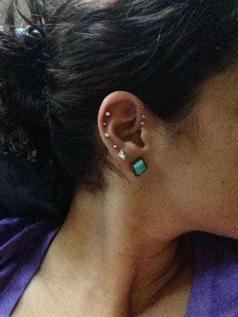 My Piercings Tripple Forward Helix And Lobe Cartilage Small Silver